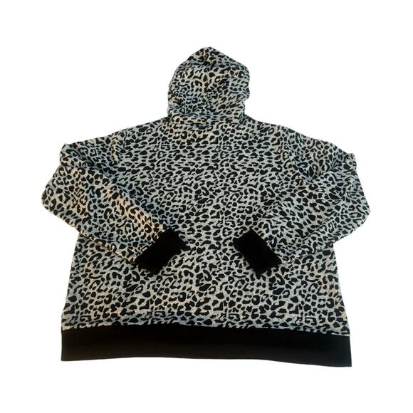 Coco + Carmen Gray/Black Hooded Cheetah Print Sweater Womens Size L/XL - Picture 5 of 7
